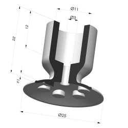 Ventouse Plate Série 370P Ø25MM
