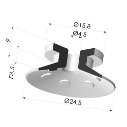 Ventouse Plate Série 7 Ø 25MM