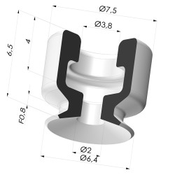 Ventouse plate série PFG Ø 6.4 mm
