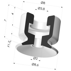 Ventouse plate série PFG Ø 8.6 mm