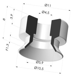 Ventouse plate série PFG Ø 10.5 mm