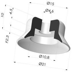 Ventouse plate série PFG Ø 21 mm