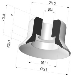 Ventouse plate série PFG Ø 21 mm