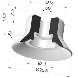 Ventouse plate série PFG Ø 25.8 mm