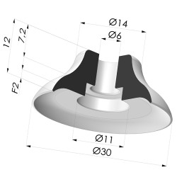 Ventouse plate série PFG Ø 30 mm