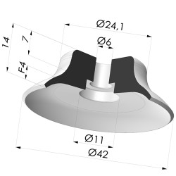 Ventouse plate série PFG Ø 42 mm