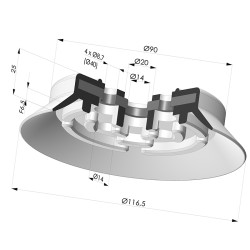 Ventouse plate série PFG Ø 116.5 mm