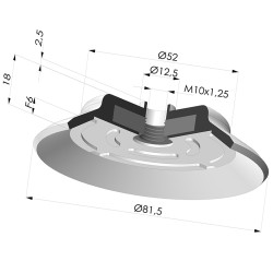 Ventouse plate série PFG Ø 81.5 mm