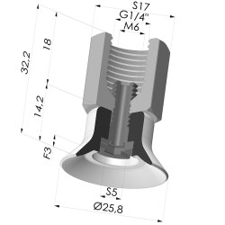 Ventouse plate série PFTF Ø 25.8 mm
