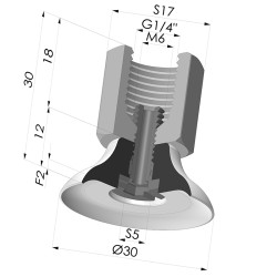 Ventouse plate série PFTF Ø 30 mm