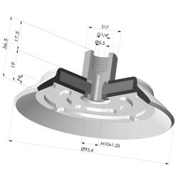 Ventouse plate série PFTF Ø 93.4 mm