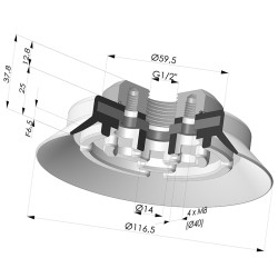 Ventouse plate série PFTF Ø 116.5 mm