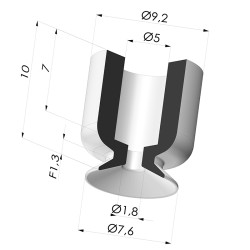 Ventouse plate série VPC Ø 7.6 mm