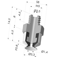 Ventouse plate série PFTM Ø 5.3 mm