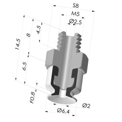 Ventouse plate série PFTM Ø 6.4 mm