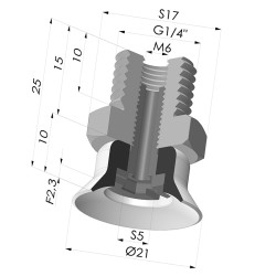 Ventouse plate série PFTM Ø 21 mm