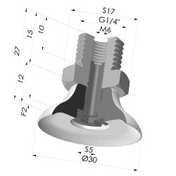 Ventouse plate série PFTM Ø 30 mm
