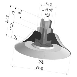 Ventouse plate série PFTM Ø 50 mm