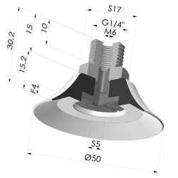 Ventouse plate série PFTM Ø 50 mm