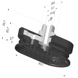 Ventouse Oblongue 1.5 Soufflets Série 4R 63.7x32.8 mm