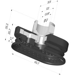 Ventouse Oblongue 1.5 Soufflets Série 4R 63.7x32.8 mm