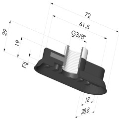 Ventouse Oblongue Série 4R 72x28.8MM