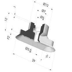 Ventouse Oblongue Série 4V 30x10MM