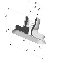 Ventouse Oblongue Série 4V 45x15MM