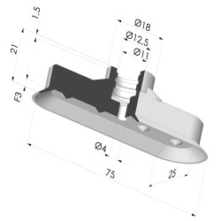 Ventouse Oblongue Série 4V 75x25MM