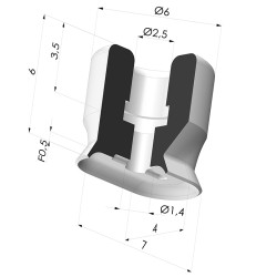 Ventouse oblongue série PFG 7x4 mm