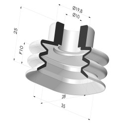 Ventouse oblongue série VCSO 35x28 mm