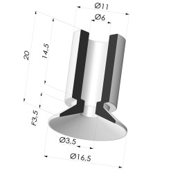 Ventouse Plate Série 7 Ø 17MM