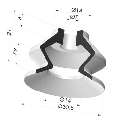 Ventouse 1.5 soufflets série VCS 1 Ø 30.5 mm