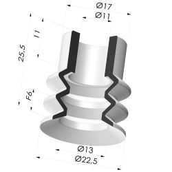 Ventouse 2.5 soufflets série VCS 2 Ø 22.5 mm