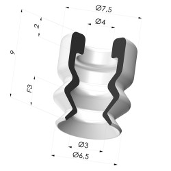 Ventouse 1.5 soufflets série PJG Ø 6.5 mm