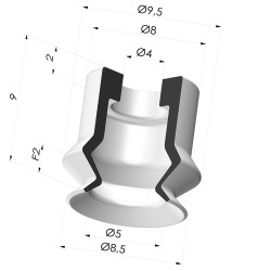 Ventouse 1.5 soufflets série PJG Ø 8.4 mm