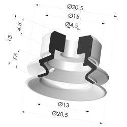 Ventouse 1.5 soufflets série PJG Ø 20.5 mm