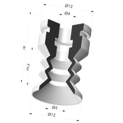 Ventouse 2.5 soufflets série AR VF Ø 12 mm