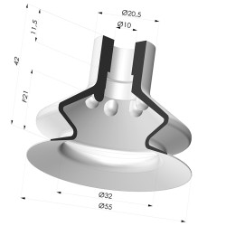 Ventouse 1.5 soufflets série AR VF Ø 55 mm